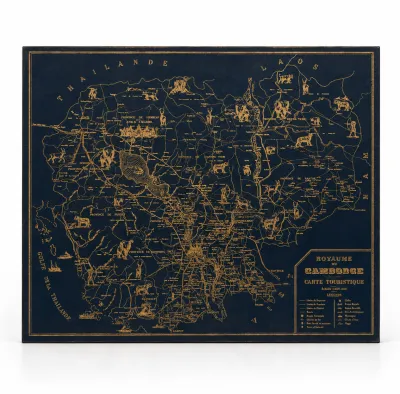 Vintage cambodia map french (48x40cm)