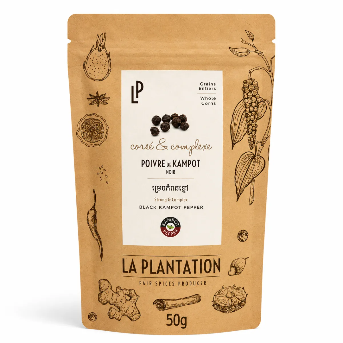 Black Kampot Pepper Recycle paper - 50g
