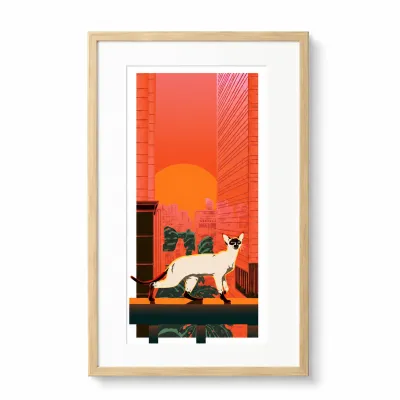 A4 size Art Print Cat on the Balcony