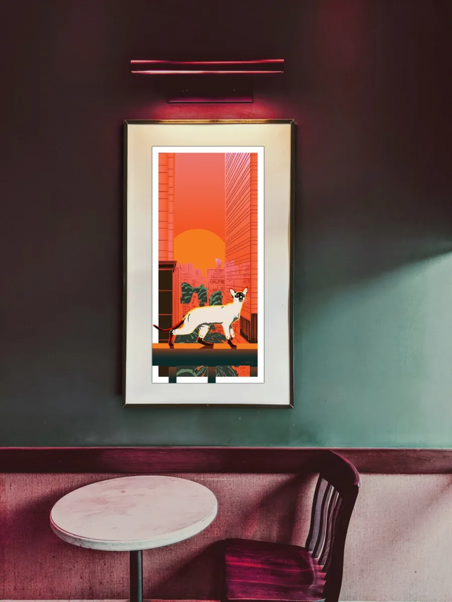 A4 size Art Print Cat on the Balcony