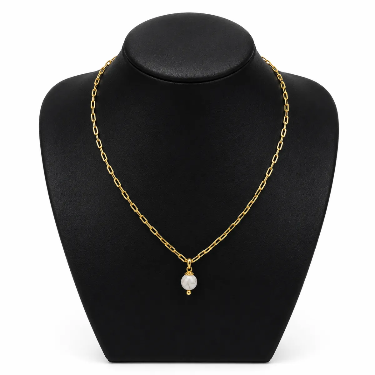Necklace chain & pearl (amazinite, howlite, kyanite)