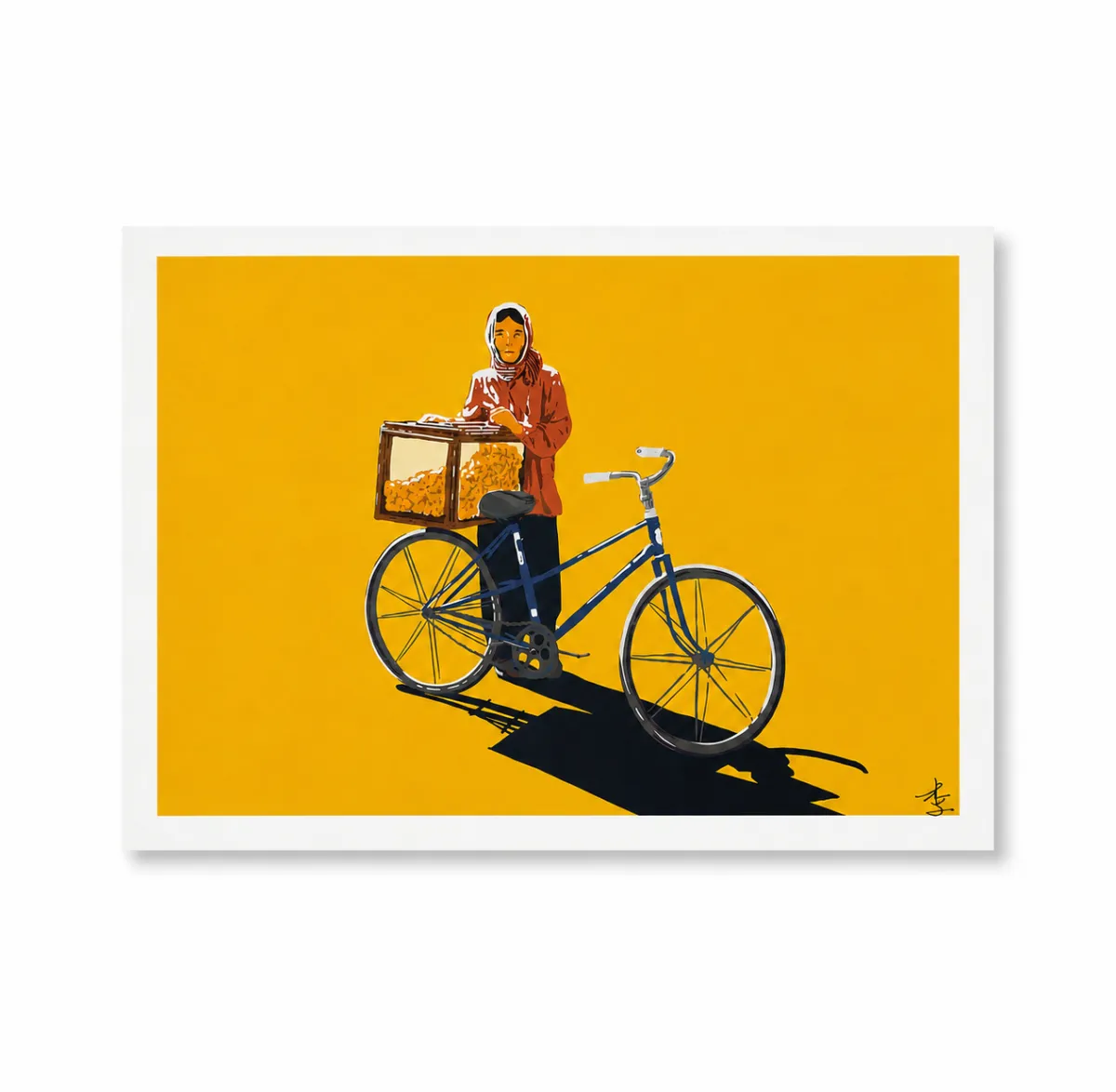 A4 size Art print Old lady with snacks