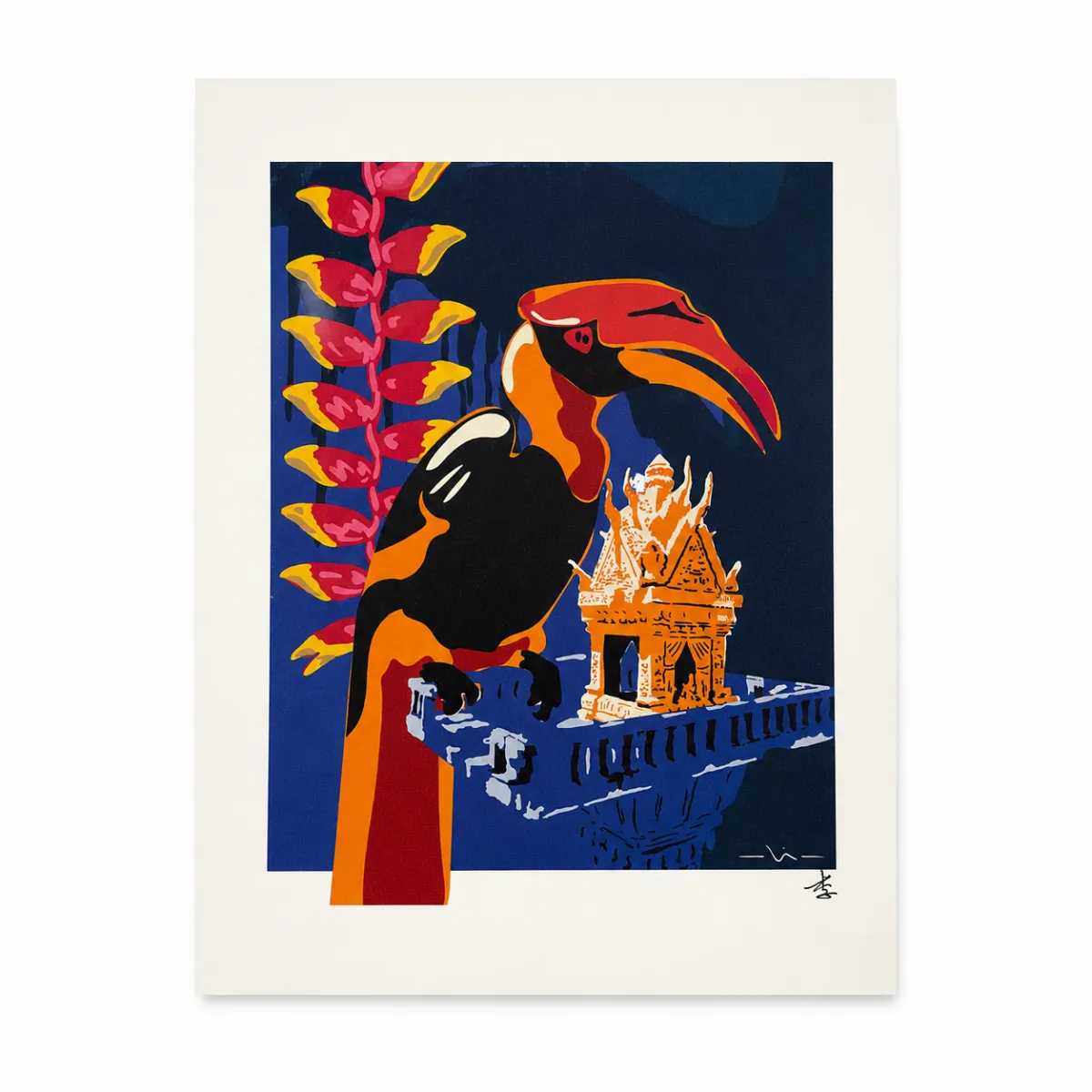 A4 size Art print Hornbill by the shrine
