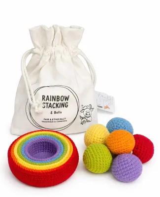 Rainbow stacking bowls and balls