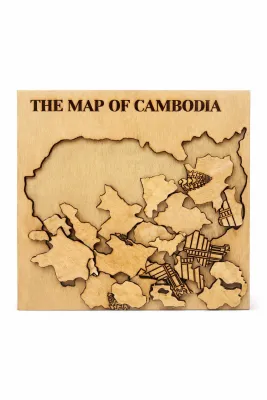 Wood cambodia maps (20cm*20cm)