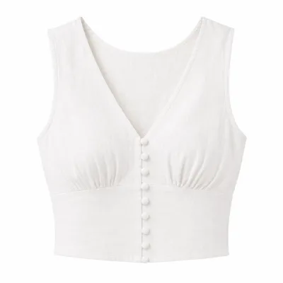 Button Crop White