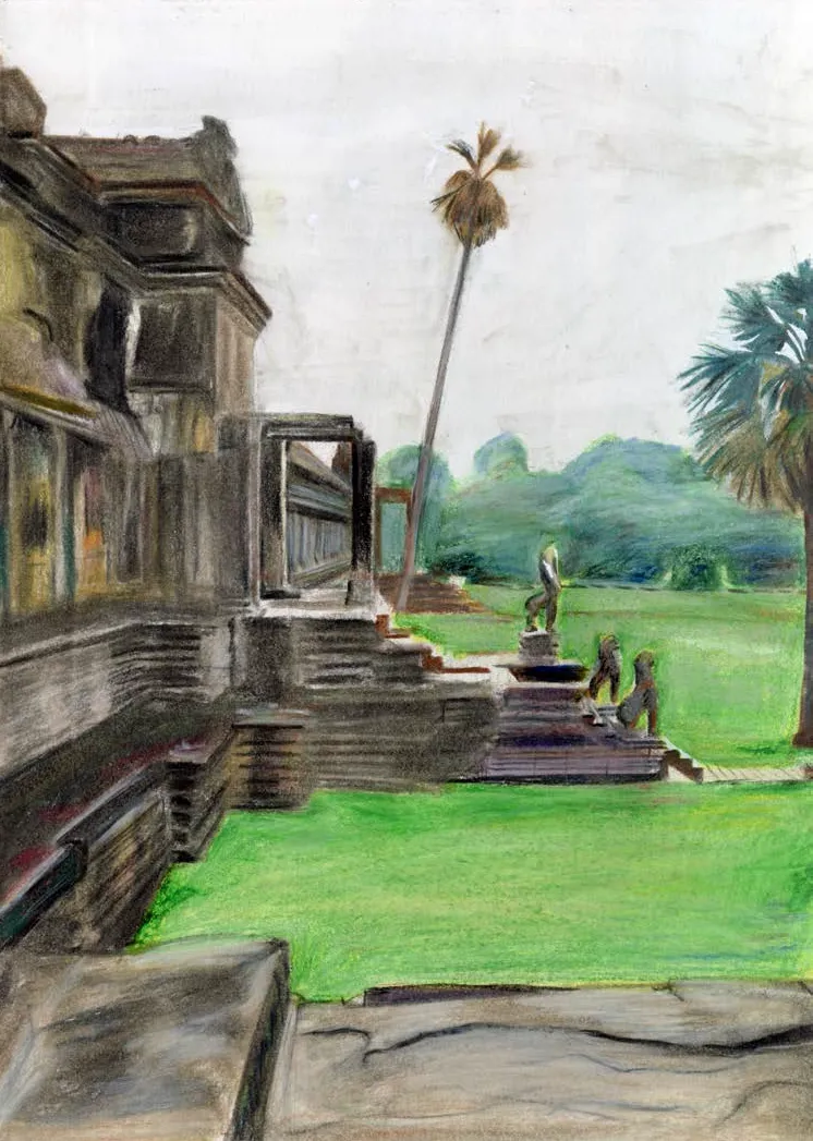កាតប៉ុស្តាល់ Angkor wat រដូវវស្សា a6 ដោយ lucie tran