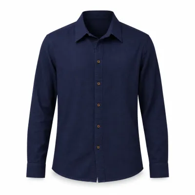 Men's double collar long sleeve shirts blue size s