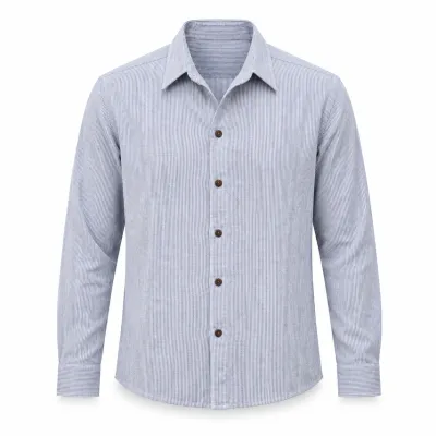 Men's double collar long sleeve stripes
