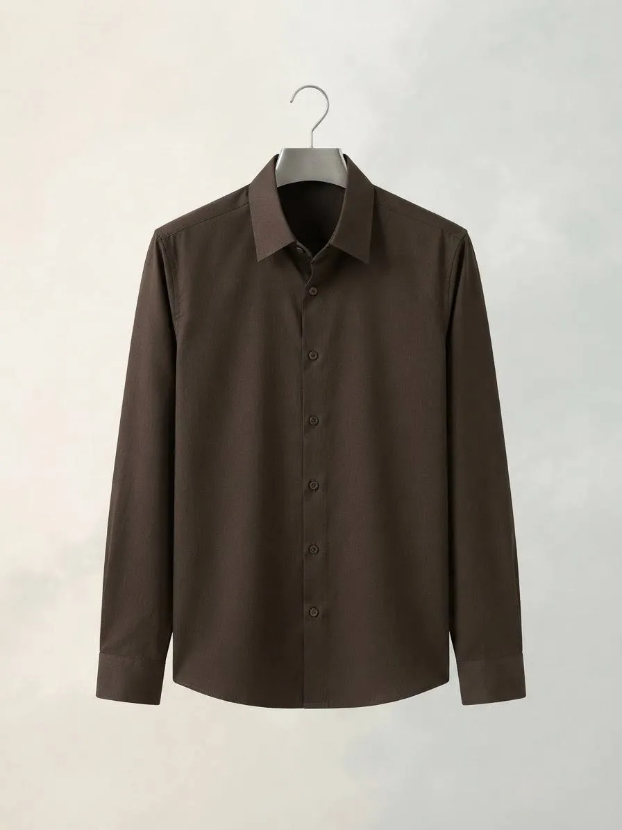 Handwoven krama shirt-dark brown - XL